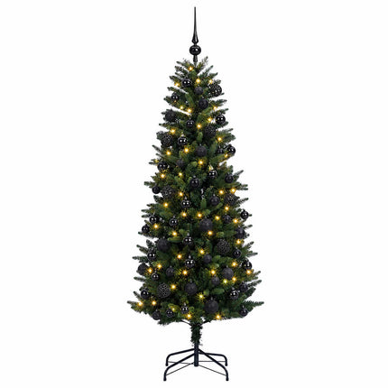 Kunstig juletræ med kugler 240 cm 300 LED'er Varm hvid