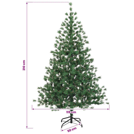 Kunstigt juletræ med julekugle 210 cm 300 LED'er Varm hvid