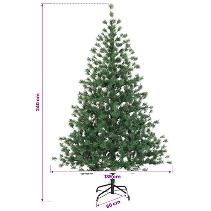 Kunstigt juletræ med julekugle 240 cm 300 LED'er Varm hvid