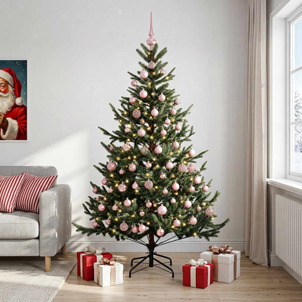 Kunstigt juletræ med julekugle 240 cm 300 LED'er Varm hvid
