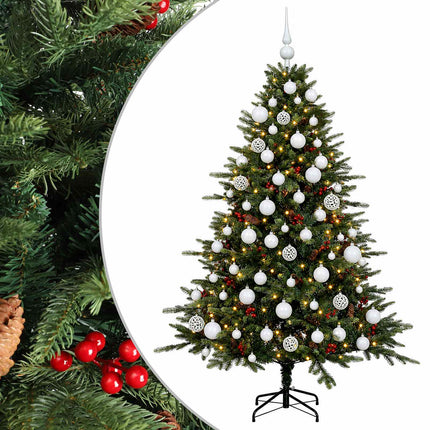 Kunstigt juletræ med julekugle 210 cm 300 LED'er Varm hvid