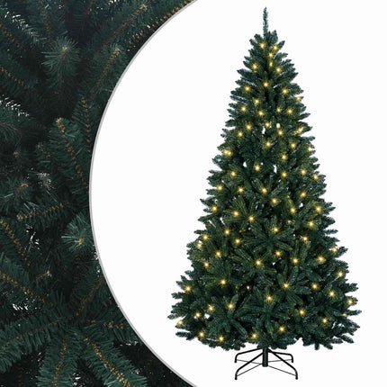 Kunstigt juletræ med hængsler mørkegrønt 270 cm 600 LED'er