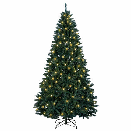 Kunstigt juletræ med hængsler mørkegrønt 270 cm 600 LED'er