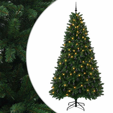 Kunstigt juletræ mellemgrønt med julekugle 270 cm 600 LED'er