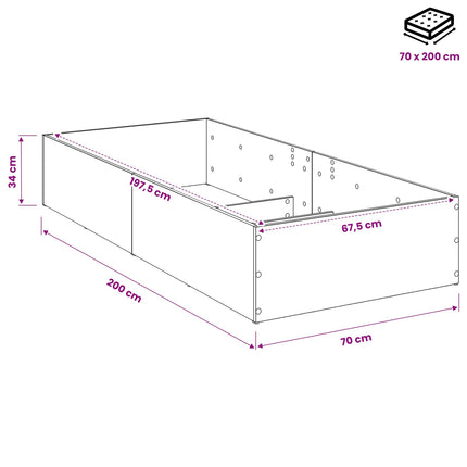Sengeomkransning til justerbar sengebund Sonoma-eg 70 x 200 cm