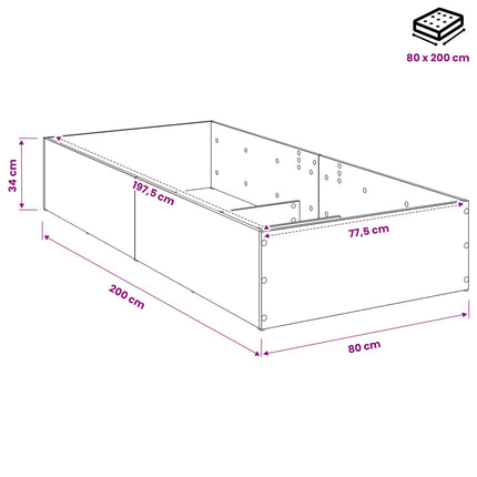Sengeomkransning til justerbar sengebund Røget eg 80 x 200 cm