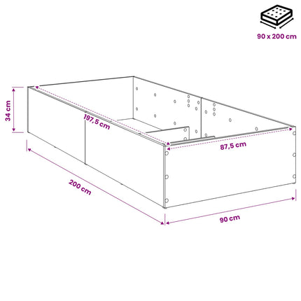 Sengeomkransning til justerbar sengebund Røget eg 90 x 200 cm