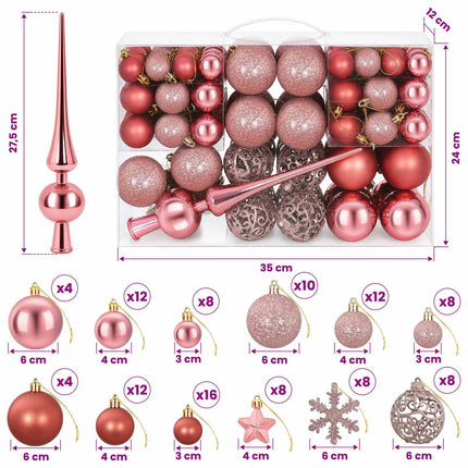 Julekuglesæt 111 stk. Rosapink 6 cm Polystyren