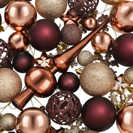 Julekuglesæt 111 stk. Champagne og brun 6 cm Polystyren