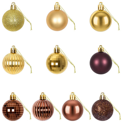 Julekuglesæt 100 stk. Brun og guld 4 cm Polystyren