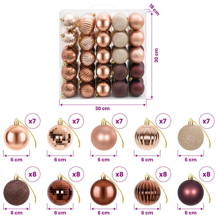 Julekuglesæt 75 stk. Champagne og brun 6 cm Polystyren