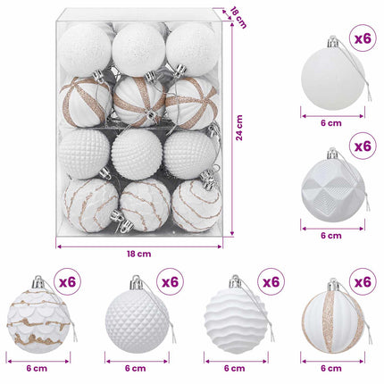 Julekuglesæt 36 stk. Hvid 6 cm Polystyren