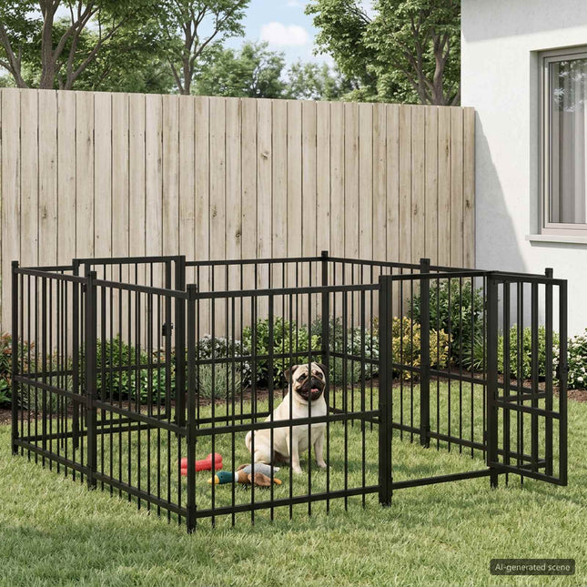 Udendørs Hunde Legesektion Sort 192 x 192 x 100 cm Stål