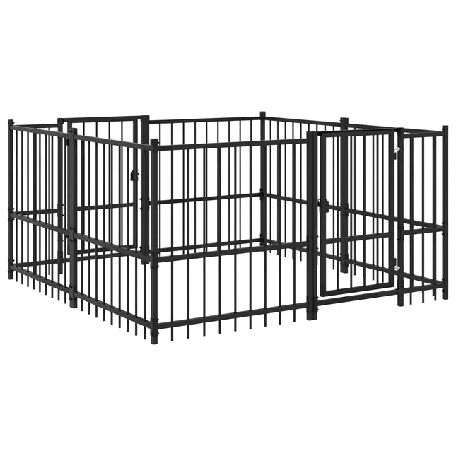 Udendørs Hunde Legesektion Sort 192 x 192 x 100 cm Stål