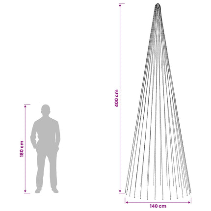 Juletræslys med spyd 1148 LED'er Varm hvid og Ø 140 x 400 cm