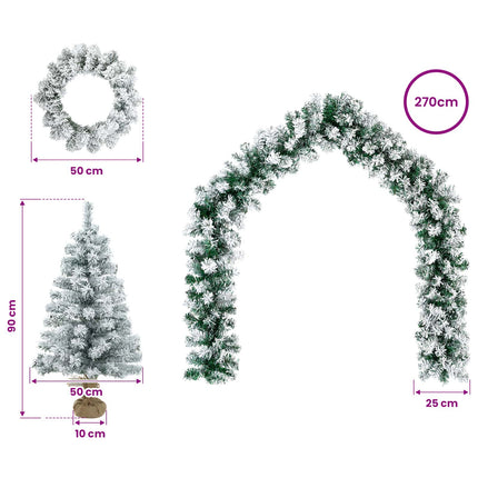 Mini-juletræssæt 90 cm PVC Grøn og Hvid
