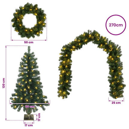 Mini-juletræssæt 120 cm 275 LED'er Varm hvid PVC Grøn