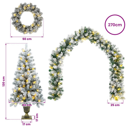 Mini-juletræssæt 120 cm 275 LED'er Varm hvid PVC Grøn og Hvid