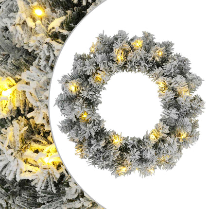 Julekrans Grøn og Hvid Ø 50 cm PVC 25 LED'er