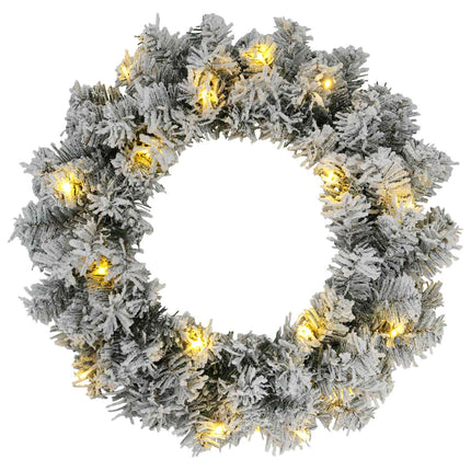 Julekrans Grøn og Hvid Ø 50 cm PVC 25 LED'er