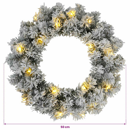 Julekrans Grøn og Hvid Ø 50 cm PVC 25 LED'er