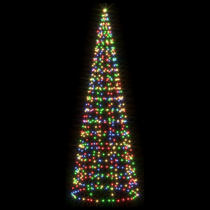 Juletræslys med spyd og flagstang 300 cm 550 LED'er Flerfarvet