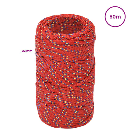 Multifunktionelt universaltov 2 mm 50 m Rød PP