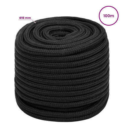 Multifunktionelt universaltov 18 mm 100 m Sort PP