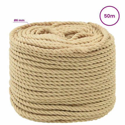 Multifunktionelt universaltov 6 mm 50 m Naturfarvet PP