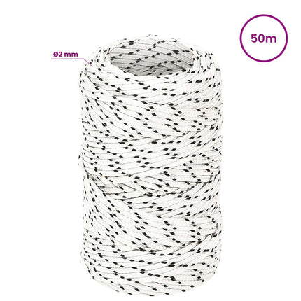 Multifunktionelt universaltov 2 mm 50 m Hvid Polyester