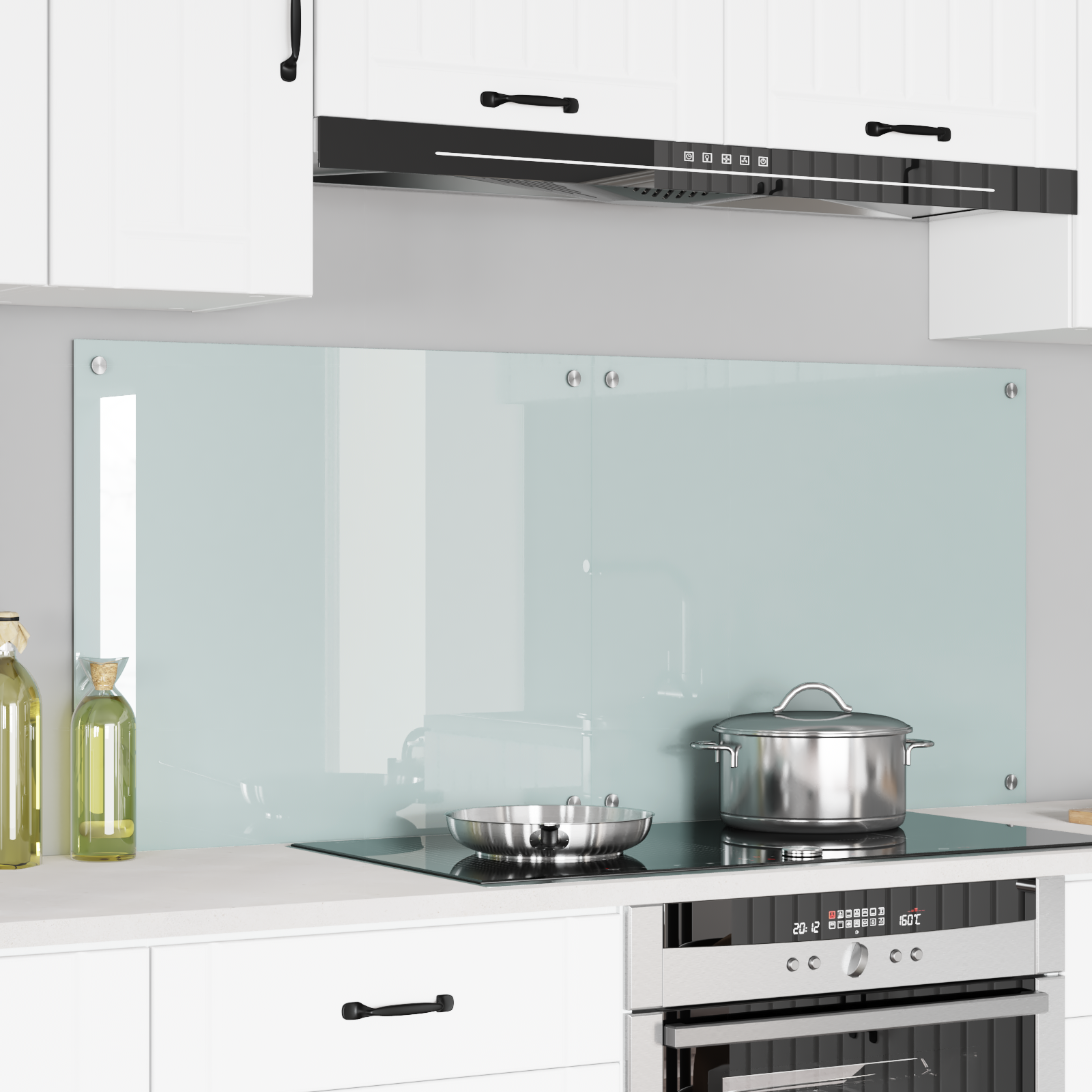 Køkkenbacksplash 2 pcs Hvid 70 x 60 cm hærdet glas