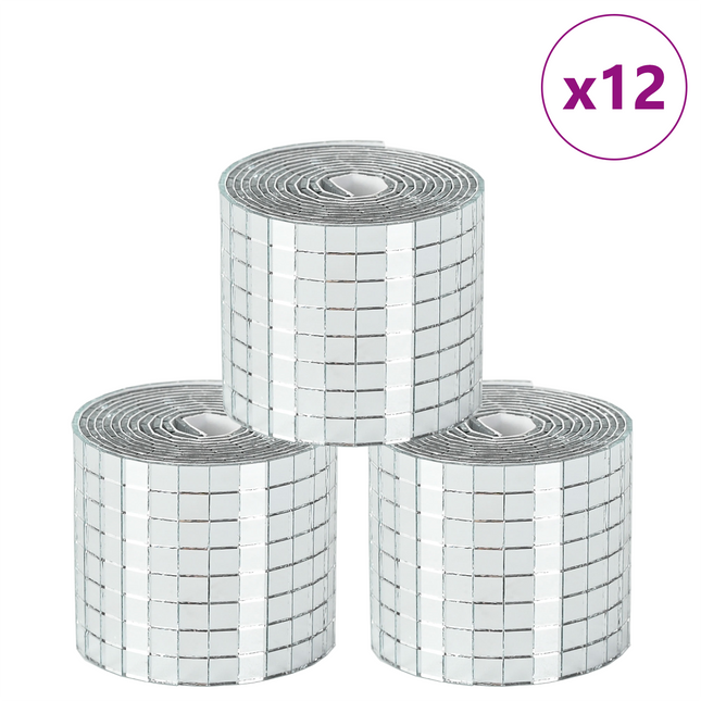 Spejl Mosaik Flise Geometrisk 12 pcs Sølv 100 x 4 cm Glas