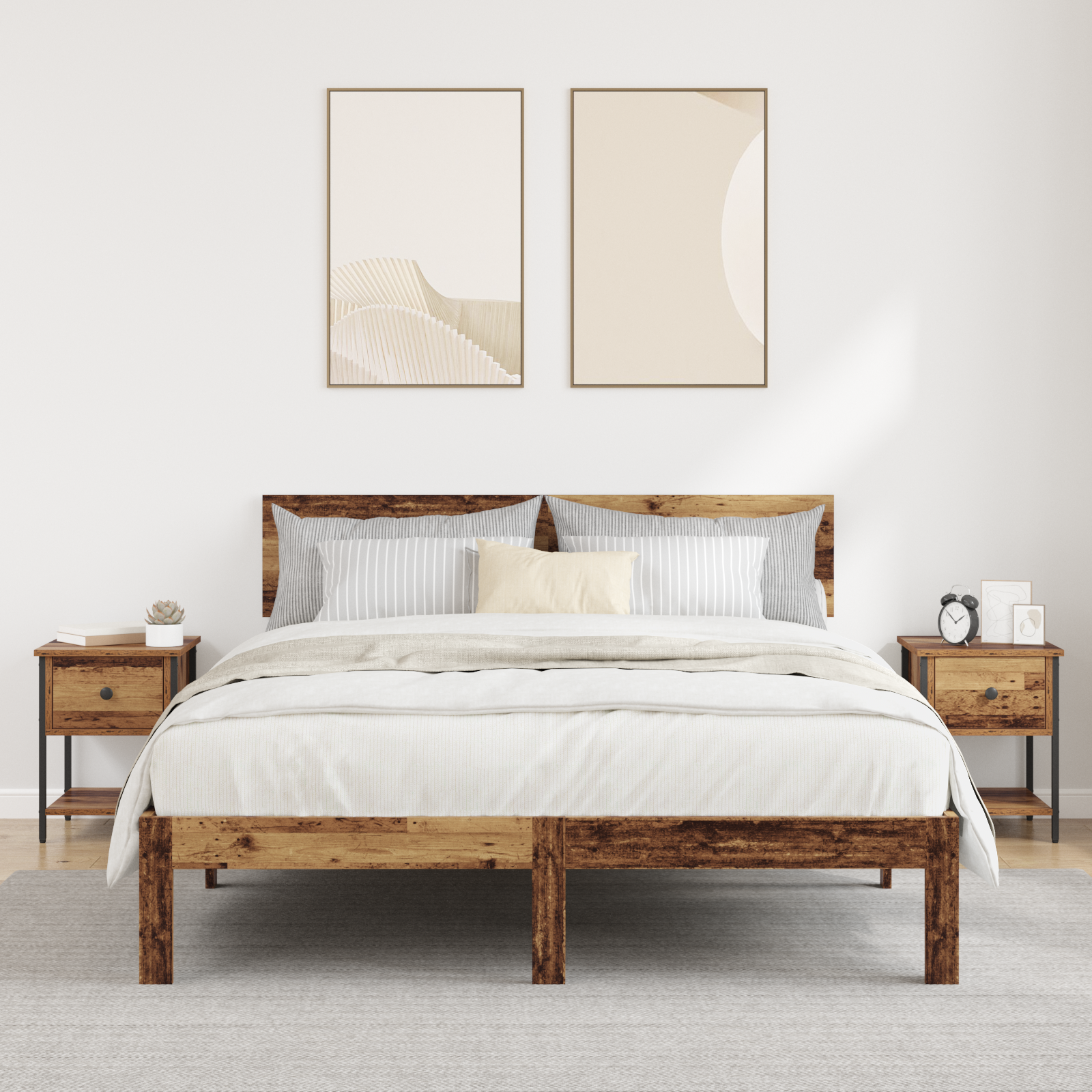 Sengebord 2 pcs Gammelt træ 34 x 35,5 x 45 cm Konstrueret træ