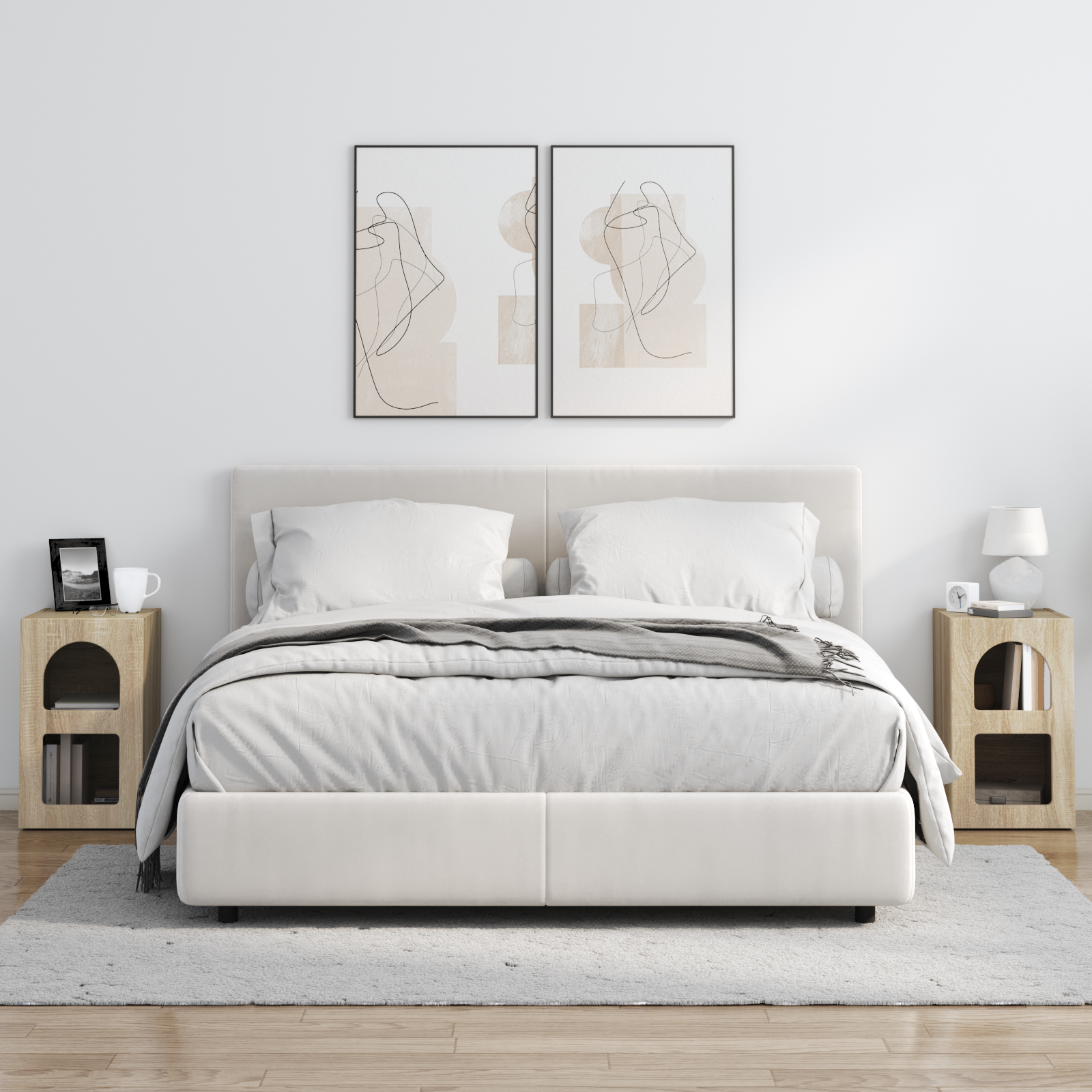 Sengebord 2 pcs Sonoma eg 29,5 x 33,5 x 50 cm Konstrueret træ
