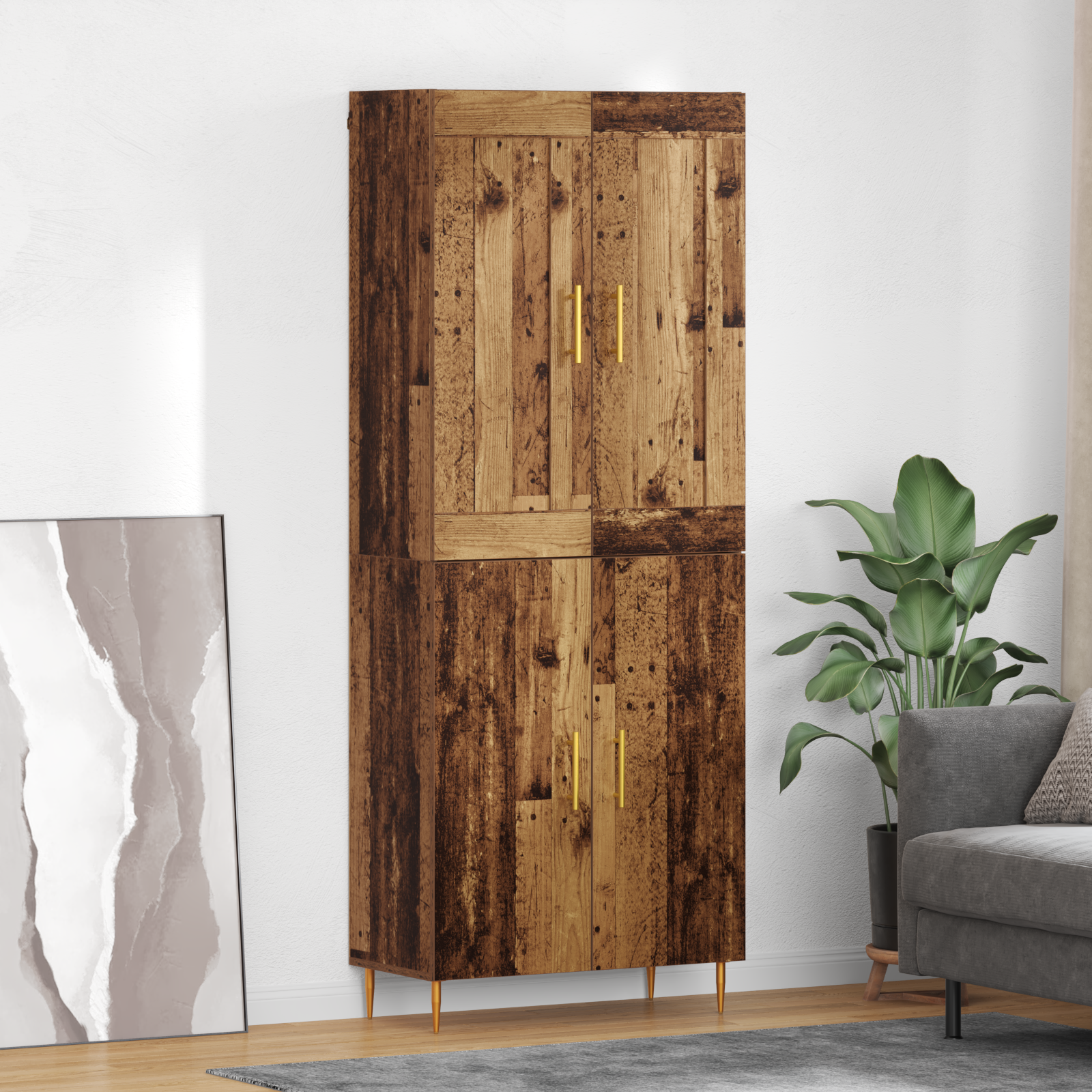 Highboard Gammelt træ 69,5 x 34 x 180 cm Konstrueret træ
