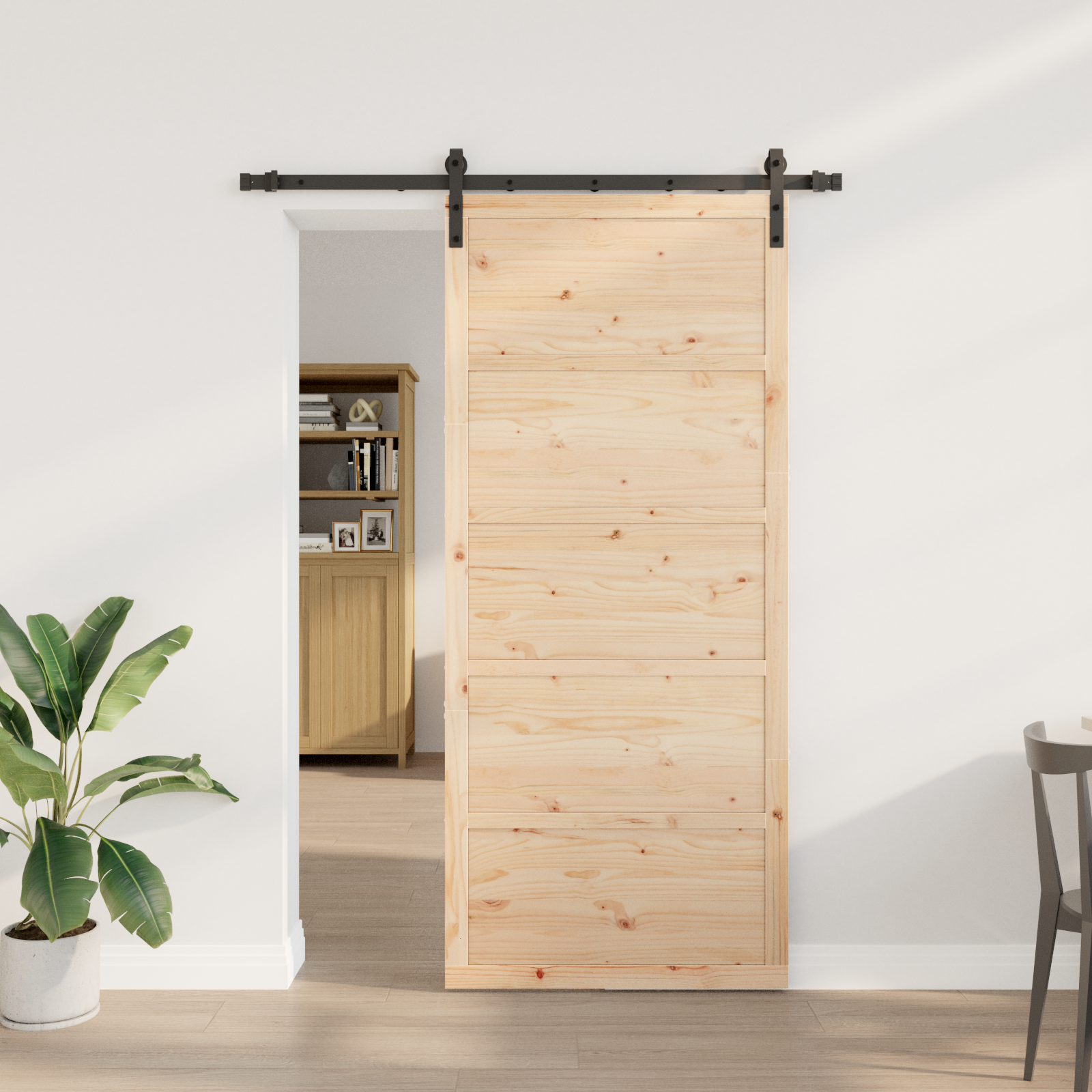 Skydedør Naturfarvet 80 x 208 cm Massivt fyrretræ