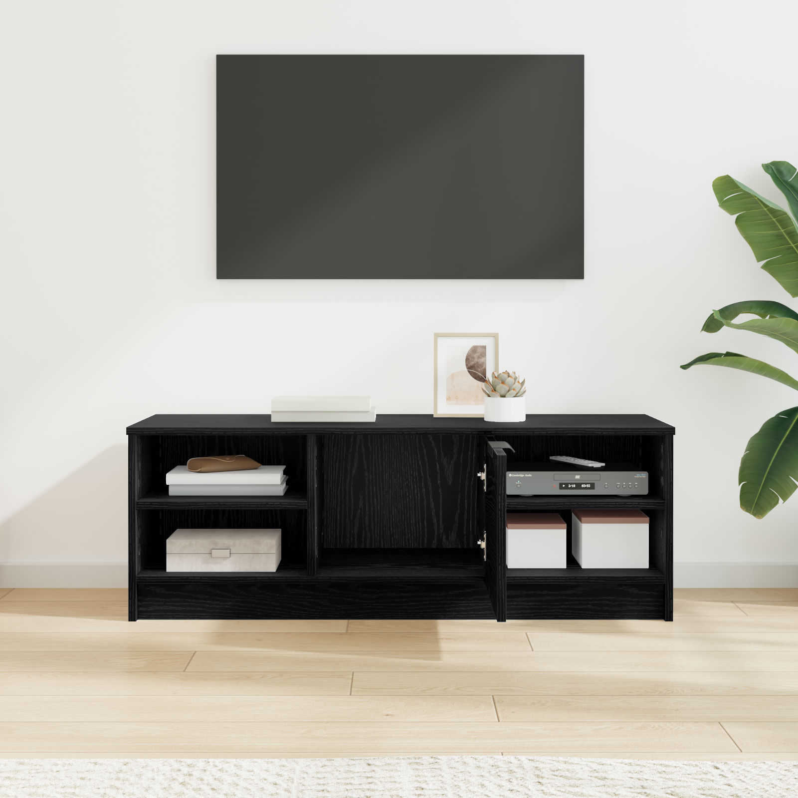 TV-skab Sort eg 102 x 35 x 36,5 cm Konstrueret træ