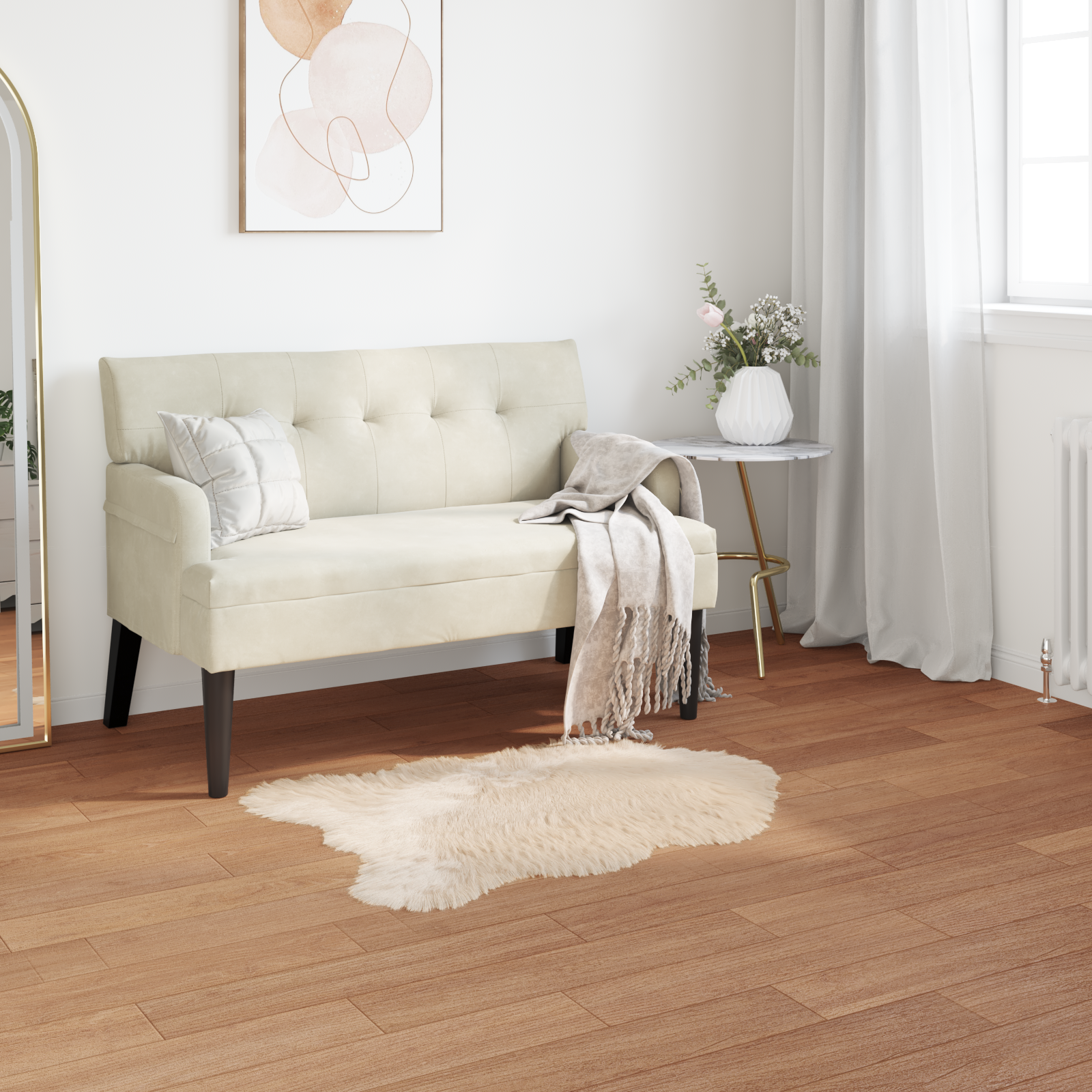 Fuskobbel lammeskindstæppe TAFALLA Beige 60 x 90 cm Polyester
