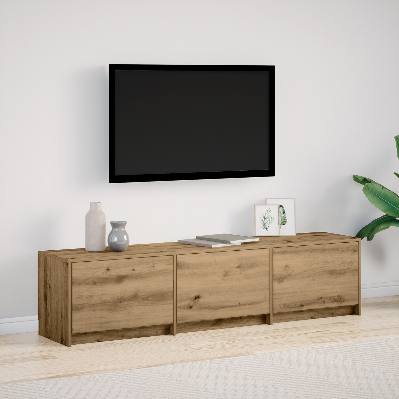 TV-bord med LED Artisan eg 165 x 34 x 40 cm Konstrueret træ