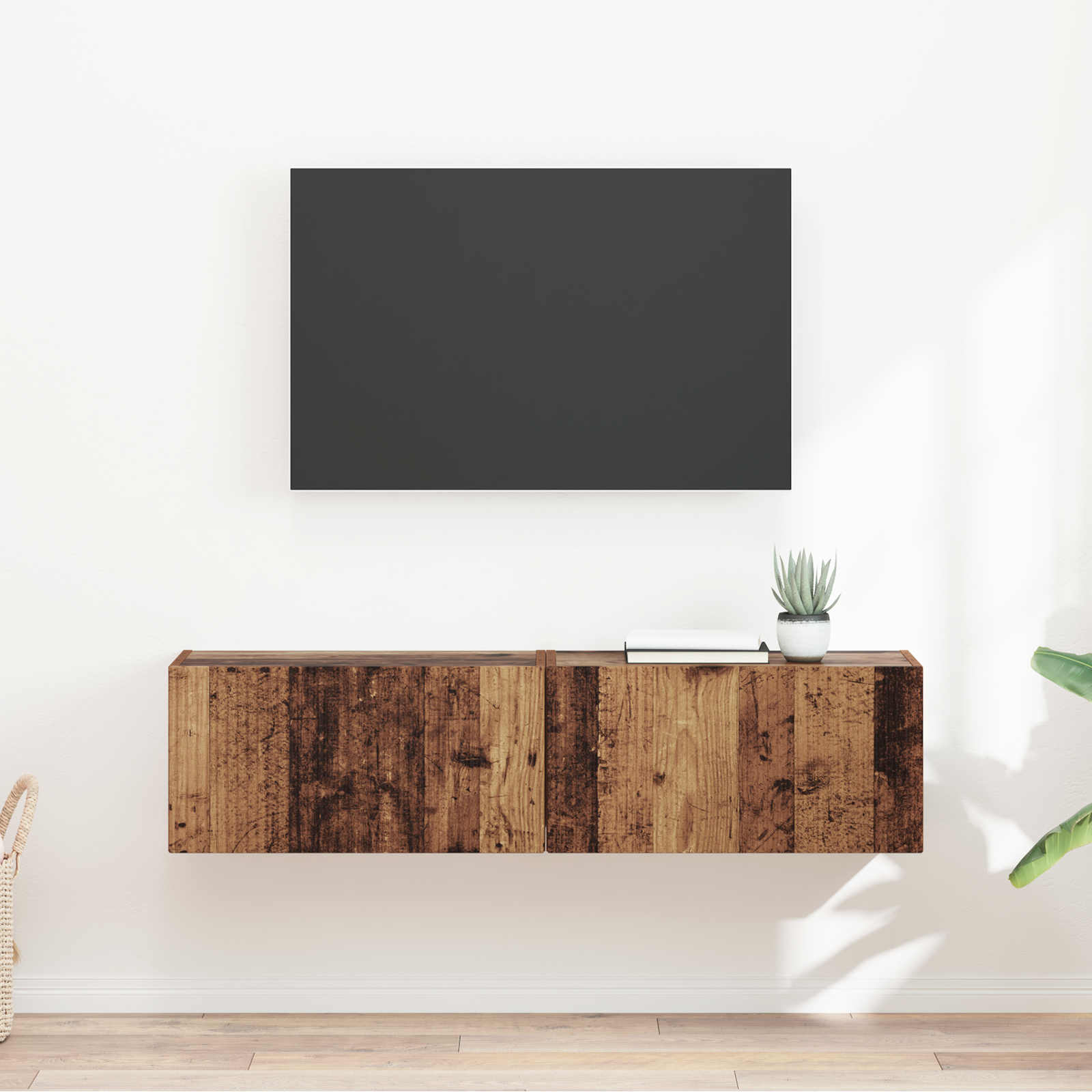 TV vægskab 2 pcs Gammelt træ 60 x 31 x 29,5 cm Konstrueret træ