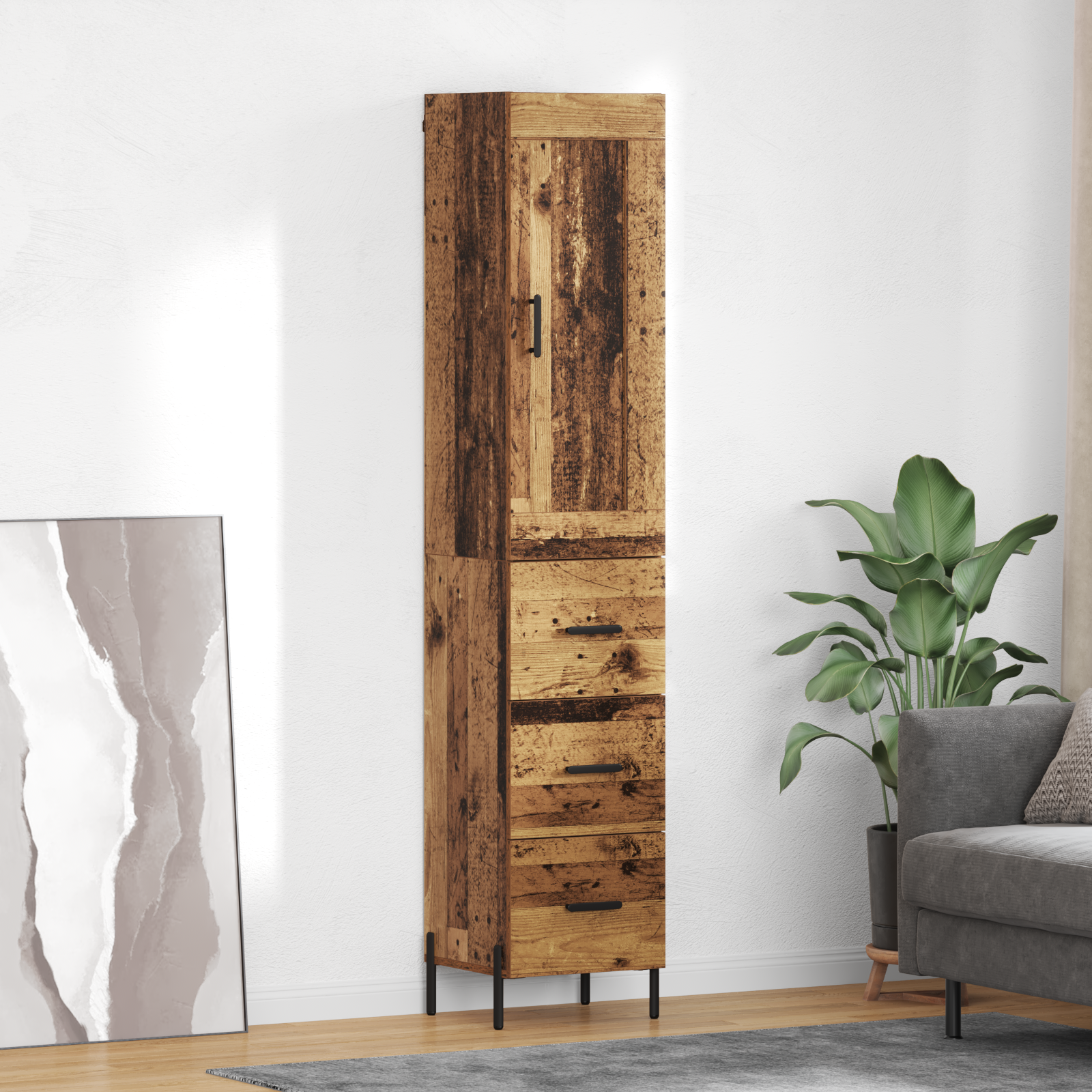 Highboard Gammelt træ 34,5 x 34 x 180 cm Konstrueret træ