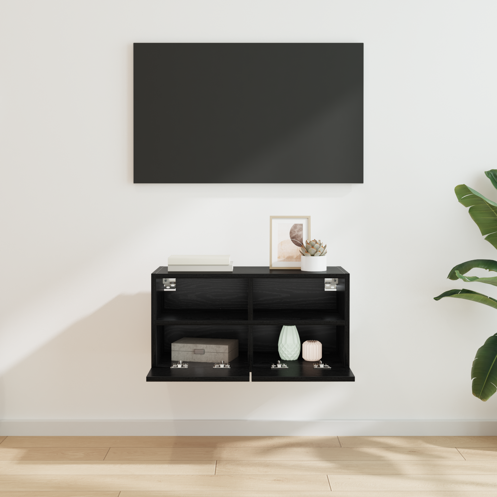 TV vægskab Vægmonteret Sort eg 60 x 30 x 30 cm Konstrueret træ