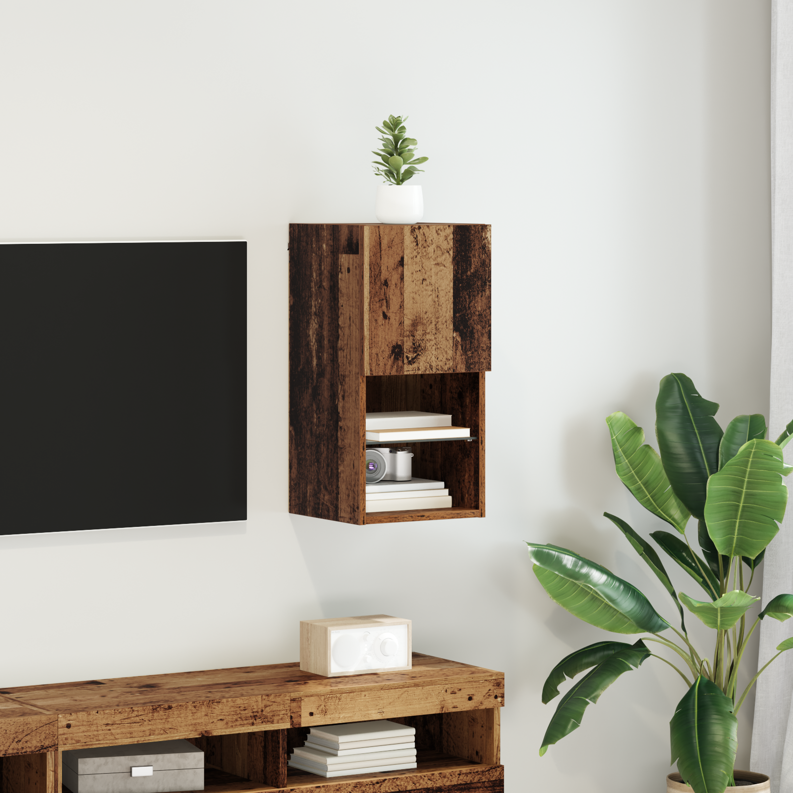 Væghængt TV Skab Gammelt træ 30,5 x 30 x 60 cm Konstrueret træ