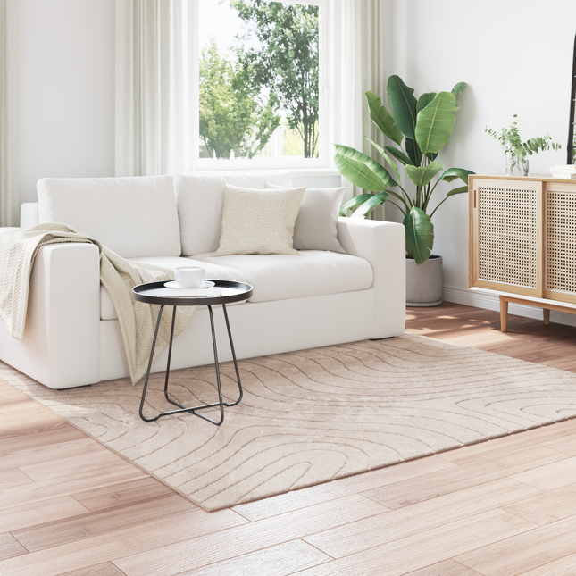 Områdetæpper Firkantet PALMERAS Beige 120 x 120 cm Polyester