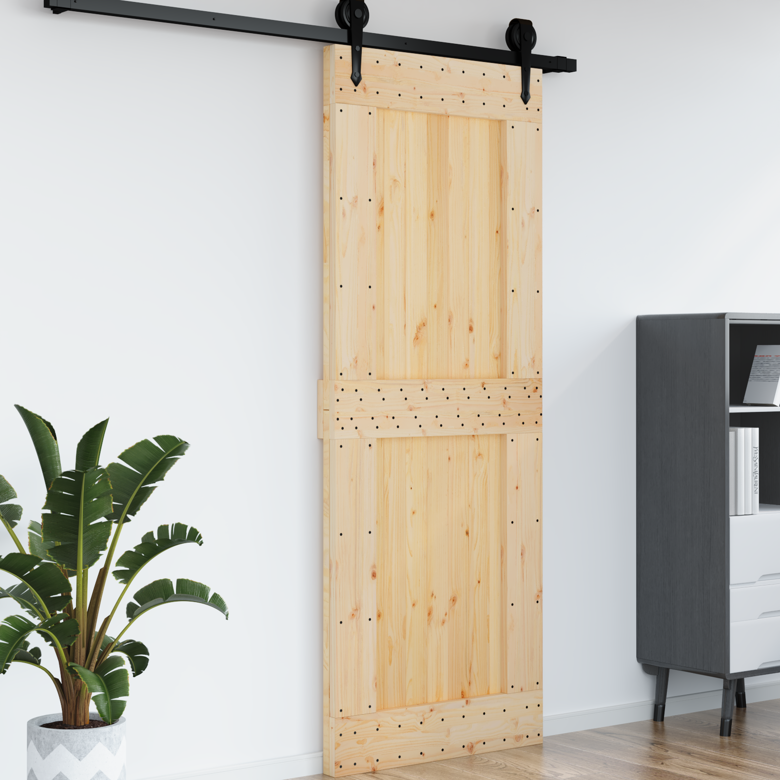 Dør NARVIK Naturfarvet 85 x 210 cm Massivt Fyrretræ