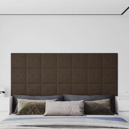 Væghovedgærde 12 pcs Brun 30 x 30 cm Faux læder
