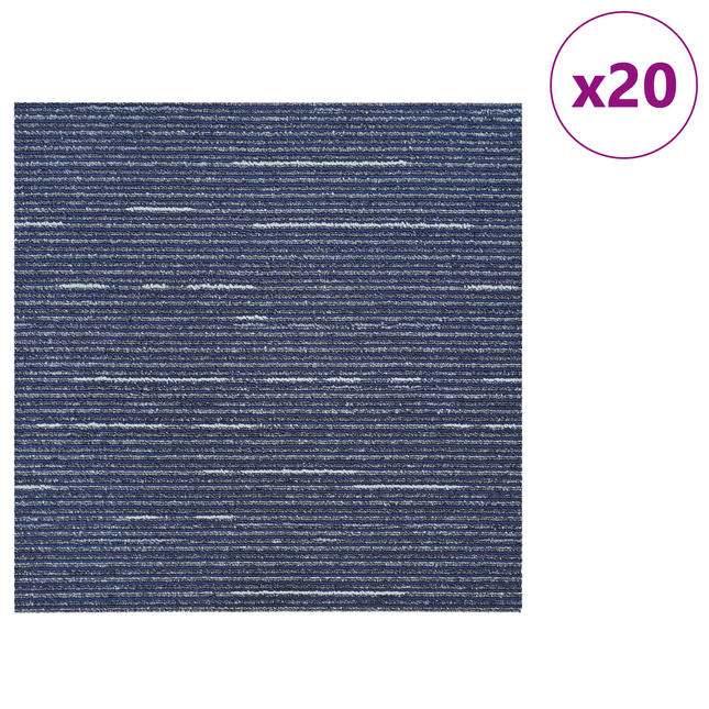 Tæppeflise Stripet Blå 50 x 50 cm 20 pcs PP og Bitumen