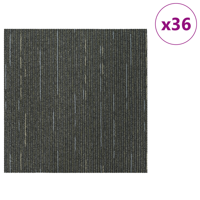 Tæppeflise Stribet Lys Grøn 50 x 50 cm 36 pcs PP og Bitumen