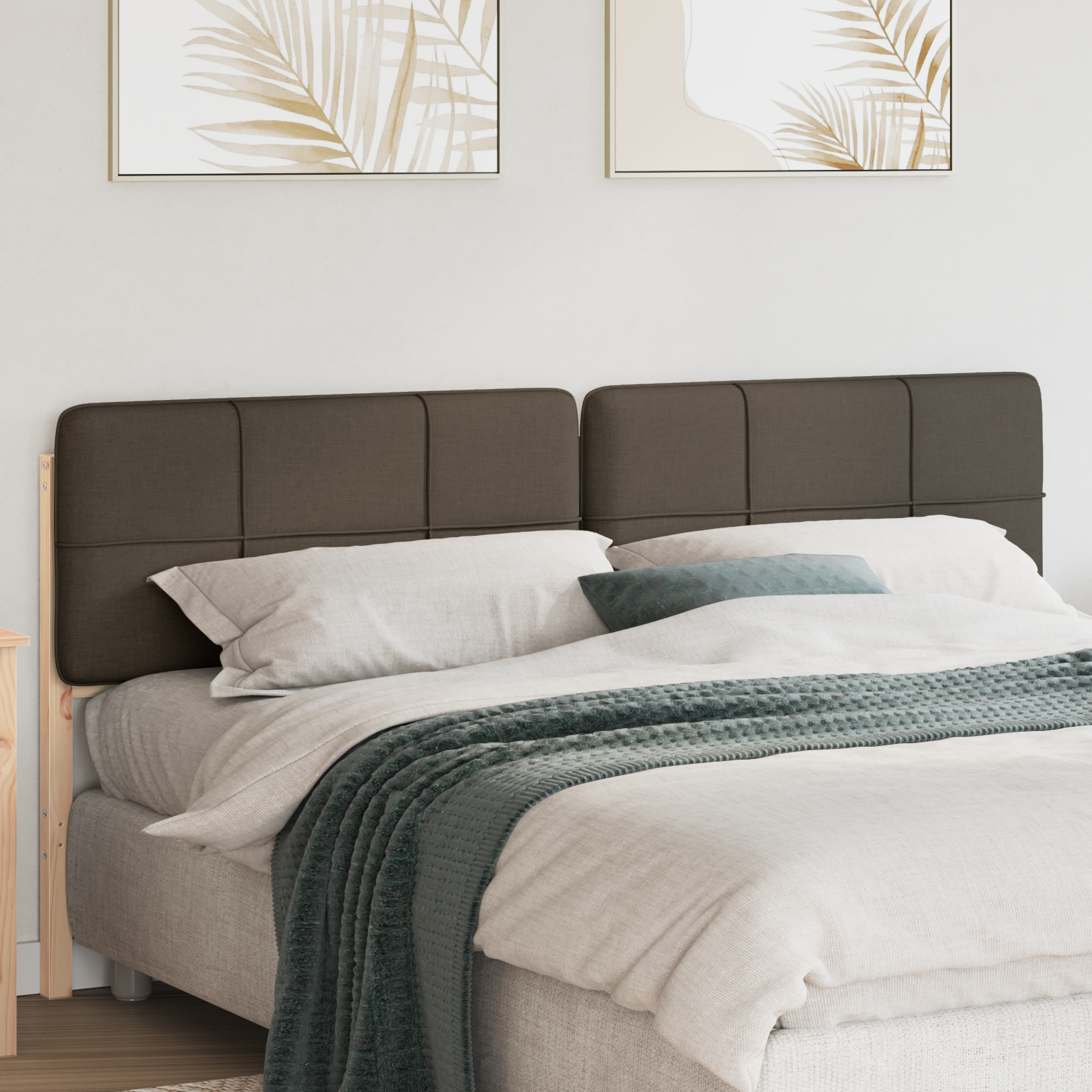Polstret sengegavl Brun og Taupe 180 cm Massiv fyrretræ