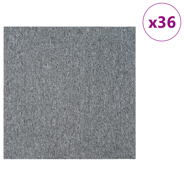 Tæppeflise Lysegrå 50 x 50 cm 36 pcs PP og Bitumen